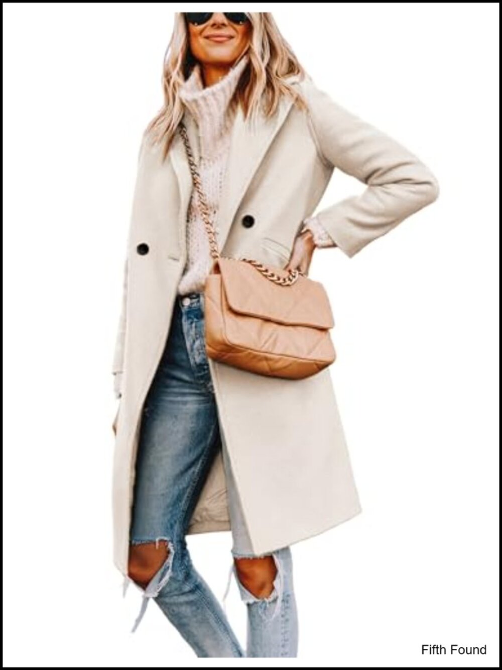 Wool Blend Double-Breasted Peacoat Notch Lapel Long Sleeve
